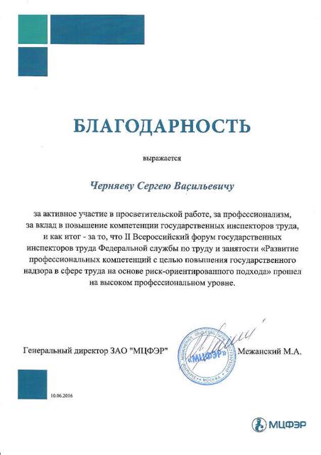 Благодарность МЦФЭР
